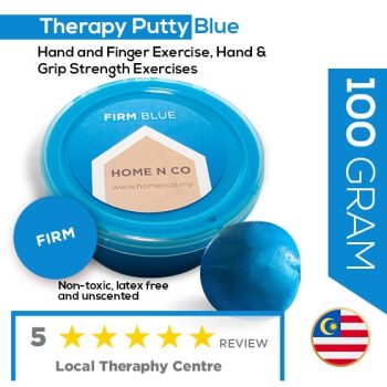 IMG_7078 Therapy putty proves invaluable for promoting hand and finger strength through targeted exercises, emerging as a standout rehabilitation aid, especially for stroke patients. Our curated set boasts four distinct strengths, ensuring a tailored approach to cater to a diverse range of users. Whether you're seeking to enhance grip, dexterity, or overall hand flexibility, our therapy putty provides a versatile and effective solution. Elevate your rehabilitation experience with a tool designed for inclusivity and optimal therapeutic benefits. Product description : ✅ Comes in individual plastic containers (100g each) ✅ Available in 4 different resistance level : BLUE ➡️ firm GREEN ➡️medium RED ➡️ soft YELLOW ➡️ Extra soft ✅ Non-toxic , Non-sticky , suitable for kids & adults ✅ Stretchable , pinch-able, mouldable , squeezable therapy putty,therapy,putty,finger exercise,therapy putty malaysia,theraputty Order Now