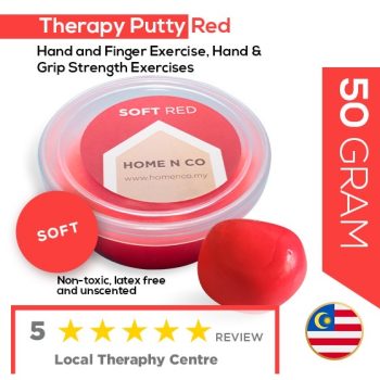 IMG_7080 Therapy putty proves invaluable for promoting hand and finger strength through targeted exercises, emerging as a standout rehabilitation aid, especially for stroke patients. Our curated set boasts four distinct strengths, ensuring a tailored approach to cater to a diverse range of users. Whether you're seeking to enhance grip, dexterity, or overall hand flexibility, our therapy putty provides a versatile and effective solution. Elevate your rehabilitation experience with a tool designed for inclusivity and optimal therapeutic benefits. Product description : ✅ Comes in individual plastic containers (100g each) ✅ Available in 4 different resistance level : BLUE ➡️ firm GREEN ➡️medium RED ➡️ soft YELLOW ➡️ Extra soft ✅ Non-toxic , Non-sticky , suitable for kids & adults ✅ Stretchable , pinch-able, mouldable , squeezable therapy putty,therapy,putty,finger exercise,therapy putty malaysia,theraputty Order Now