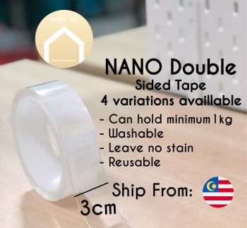 tape-3cm-1m-1 1. It can be easily cut to any size! Making it the best Gel Pad solution on the market! 2, It is easily removable and will not damage your walls or surfaces! 3, Washable and Infinitely reusable! 4,One roll is the equivalent of approximately 71 Standard sized Gel / Nano Pads! 5,Can hold items up to 1 KG on smooth surfaces 6, With a 2mm thickness, The Gel Grip Tape will stick to almost any smooth, clean and non-porous surface and stay there! 7, Will work in perfectly in a temperature range from -16C or above 120C 8, Non-Toxic, Recyclable and Eco-Friendly - The Gel Grip Tape is safe and Non-Toxic and when you're done with it, it can easily be recycled. Nano double sided tape Order Now