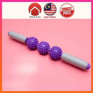 Spiky Ball Roller_3balls lavender_HomeNCo - Massage stick aids in flexibility and elasticity prevents future injury - Ideal for massage of any part of a body, such as shoulders, waist, arms, legs, etc. - The 360-degree concave-convex surface can massage every part of your body - Environmental plastic and foam material - Anti-slip handle with high-quality foam material - Cellulite Massage and Remover massage stick,muscle relax