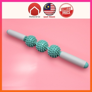 Spiky Ball Roller_3balls mint green_HomeNCo - Massage stick aids in flexibility and elasticity prevents future injury - Ideal for massage of any part of a body, such as shoulders, waist, arms, legs, etc. - The 360-degree concave-convex surface can massage every part of your body - Environmental plastic and foam material - Anti-slip handle with high-quality foam material - Cellulite Massage and Remover massage stick,muscle relax