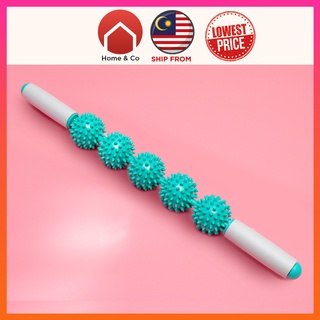 Spiky Ball Roller_5balls mint green_HomeNCo - Massage stick aids in flexibility and elasticity prevents future injury - Ideal for massage of any part of a body, such as shoulders, waist, arms, legs, etc. - The 360-degree concave-convex surface can massage every part of your body - Environmental plastic and foam material - Anti-slip handle with high-quality foam material - Cellulite Massage and Remover massage stick,muscle relax