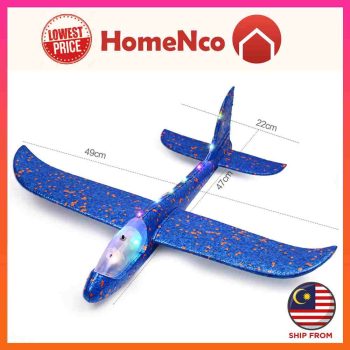 AIR (1) Kids LED Light Hand Throw Airplane Aeroplane Outdoor Launch Flying Foam Glider Toy Gifts Material: EPP foam Size: 49x47x22cm