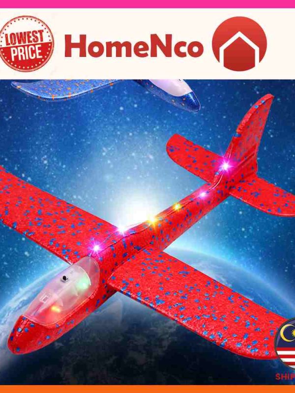 Kids LED Light Hand Throw Airplane Aeroplane Outdoor Launch Flying Foam Glider Toy Gifts