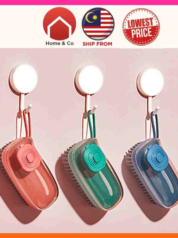 Household Automatic Liquid Adding Laundry Brush Convenient Hydraulic Plastic Cleaning Brush for Kitchen and Bathroom