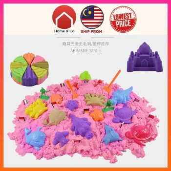 <strong>Fun Kinetic Sand Play Set Indoor Kids Toy</strong> 【 𝗦𝗣𝗘𝗖𝗜𝗙𝗜𝗖𝗔𝗧𝗜𝗢𝗡 】 ✔️ Color : Yellow / Blue / Green / Orange / Sand / Pink / Purple. ✔️ Material: PVC. ✔️ Size: 23.5 x 15.5 x 2.5 cm. ✔️ Weight : 1 pound (0.45kg). kinetic sand