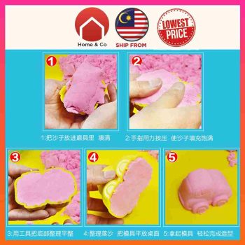 <strong>Fun Kinetic Sand Play Set Indoor Kids Toy</strong> 【 𝗦𝗣𝗘𝗖𝗜𝗙𝗜𝗖𝗔𝗧𝗜𝗢𝗡 】 ✔️ Color : Yellow / Blue / Green / Orange / Sand / Pink / Purple. ✔️ Material: PVC. ✔️ Size: 23.5 x 15.5 x 2.5 cm. ✔️ Weight : 1 pound (0.45kg). kinetic sand